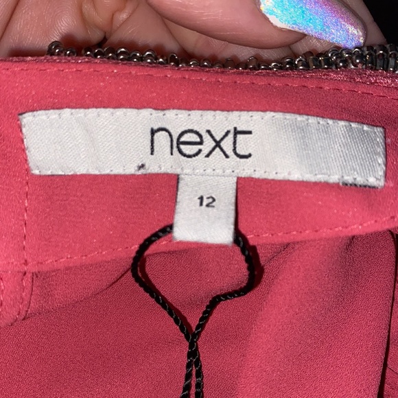 Next pink sleeveless beaded neckline ruffle blouse size 12 - Picture 7 of 10